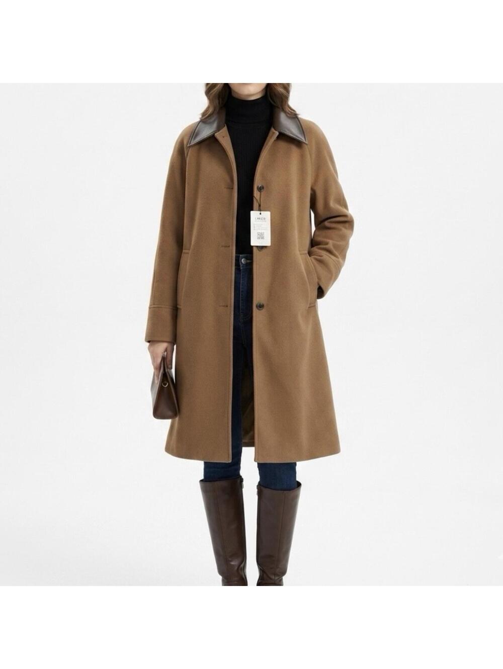 NWT Cider Trenchcoat With Faux Leather Collar Buttons Size M